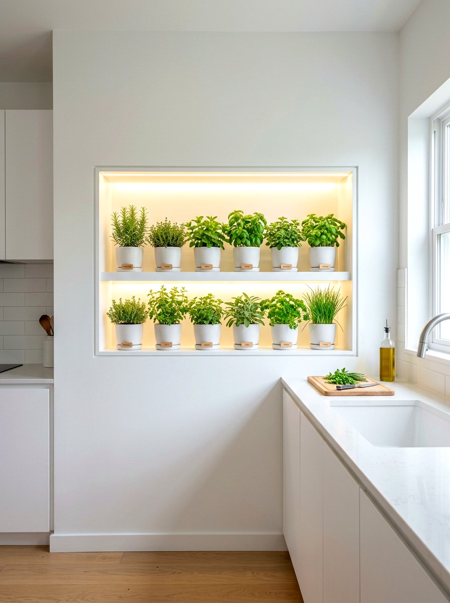 Recessed Herb Garden Niche - 30 herb garden shelf ideas