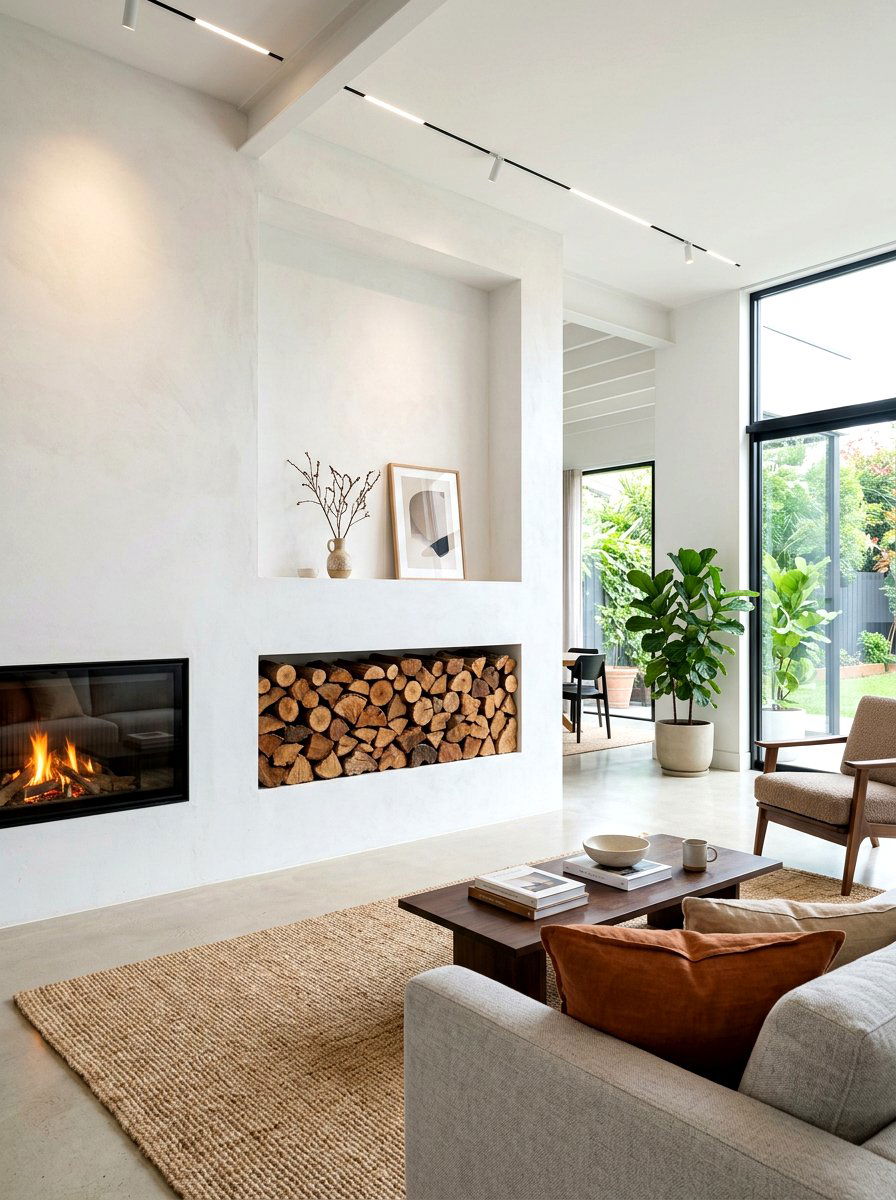 Recessed Living Room Alcove - 30 firewood storage wall ideas