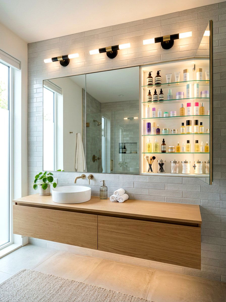 Recessed Medicine Cabinet Organization - 30 invisible wellness bathroom ideas