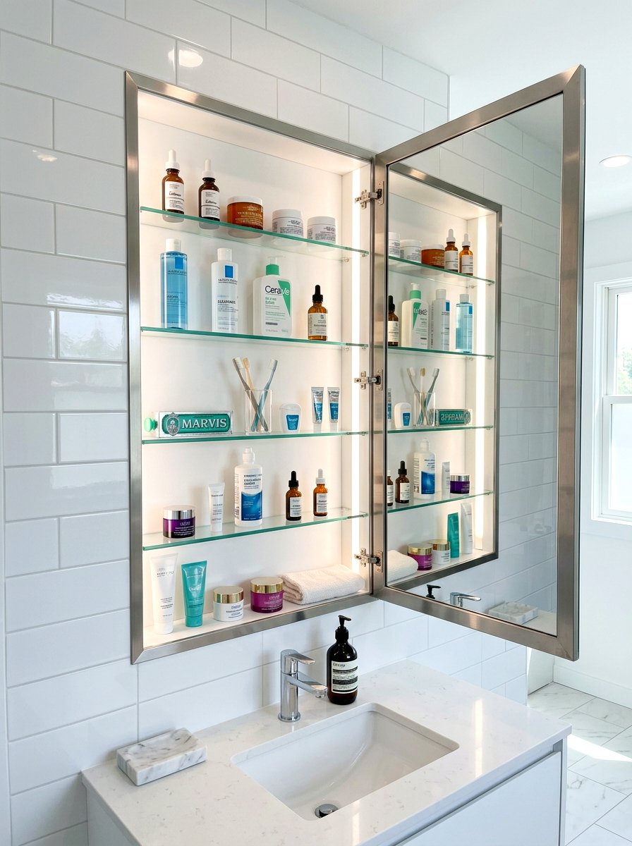 Recessed Medicine Cabinet - 30 built in bathroom storage ideas