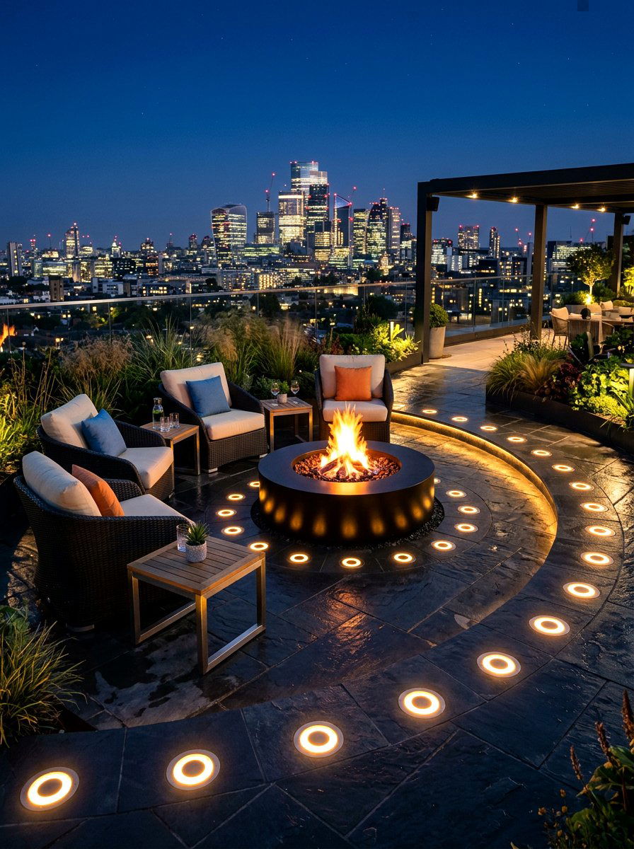 Recessed Pavers Fire Pit Patio - 30 fire pit lighting ideas