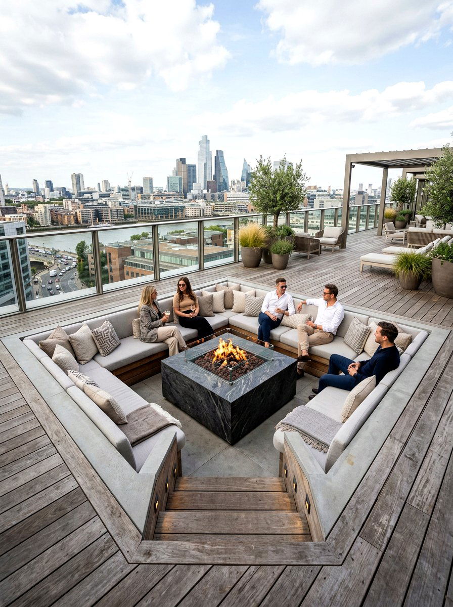 Recessed Seating Pit - 30 terrace garden seating ideas