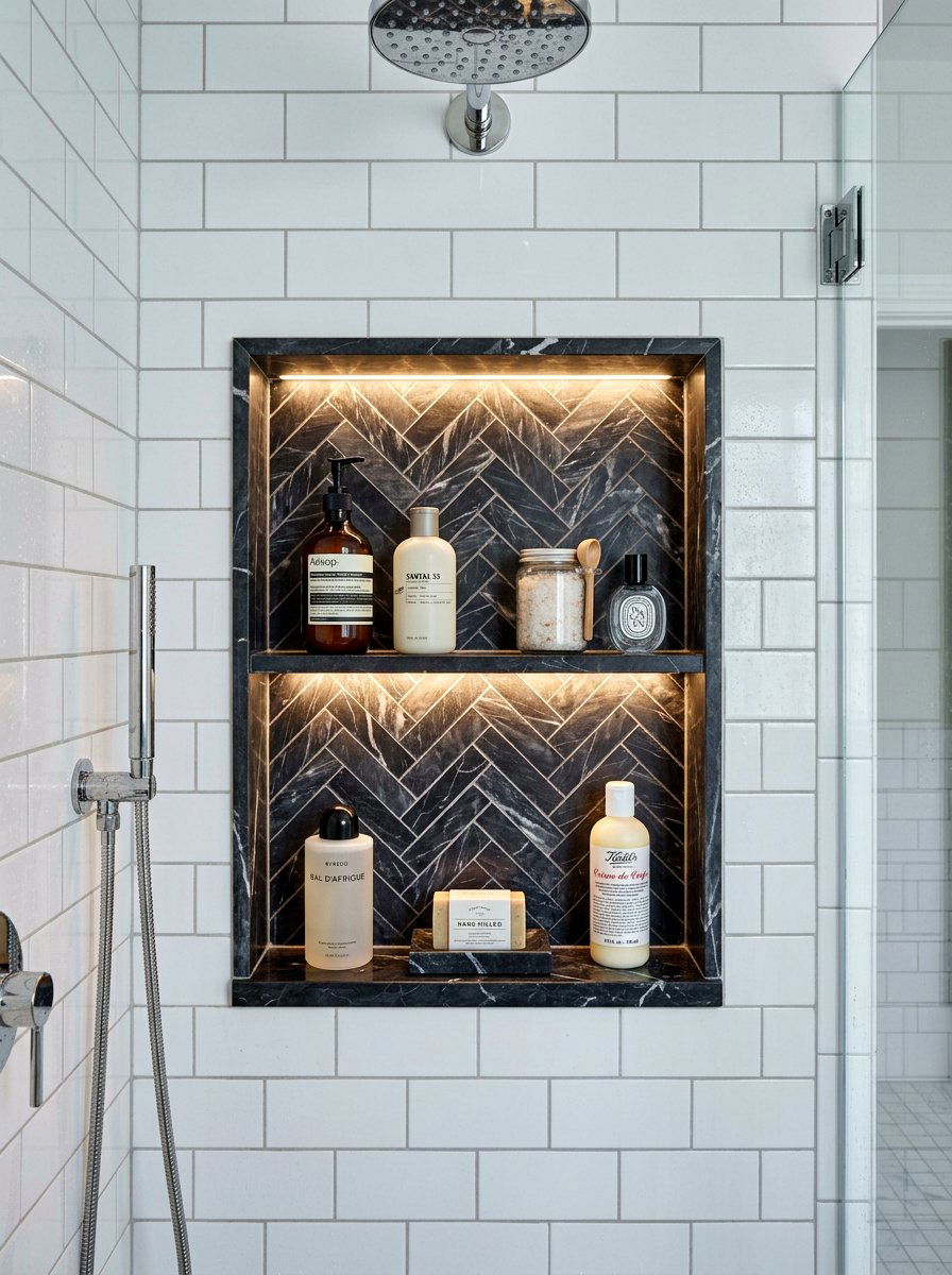 Recessed Shower Niche - 30 wellness bathroom ideas