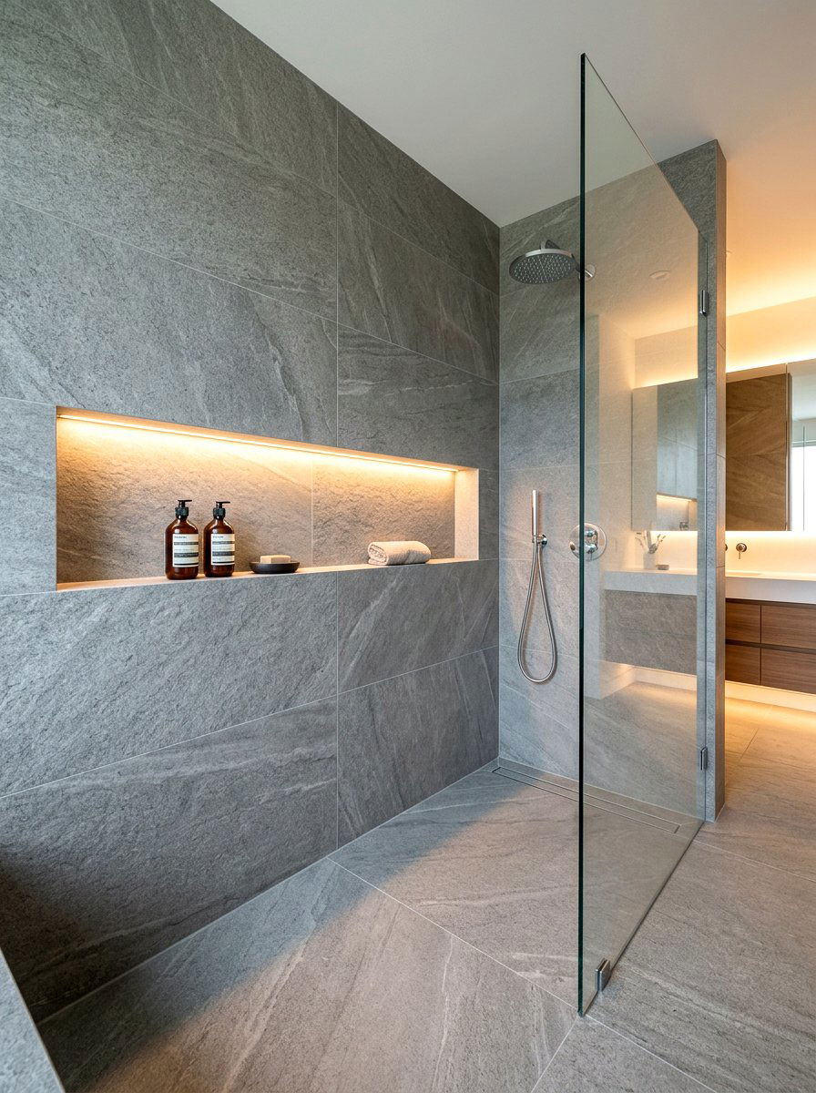 Recessed Shower Niche - 30 curbless shower ideas