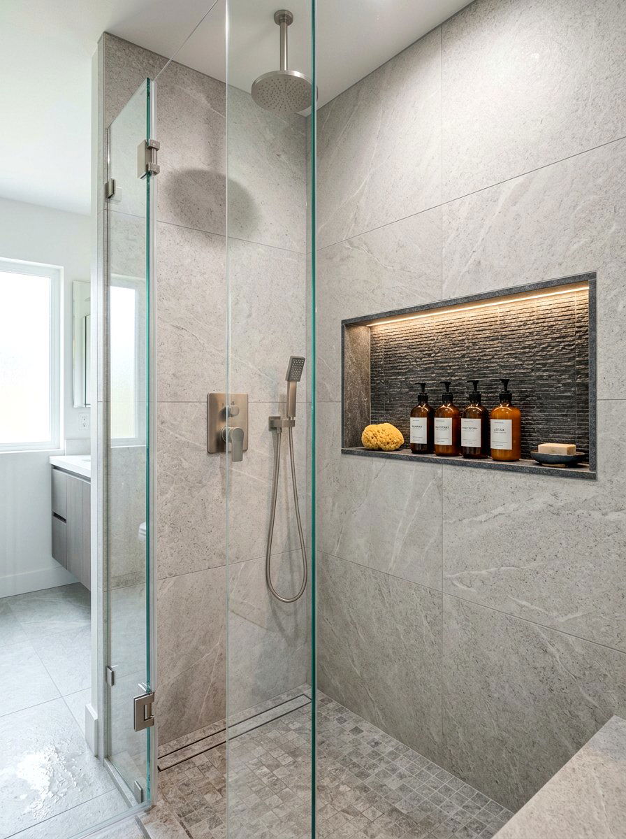Recessed Shower Wall Niche - 30 spa shelf bathroom ideas