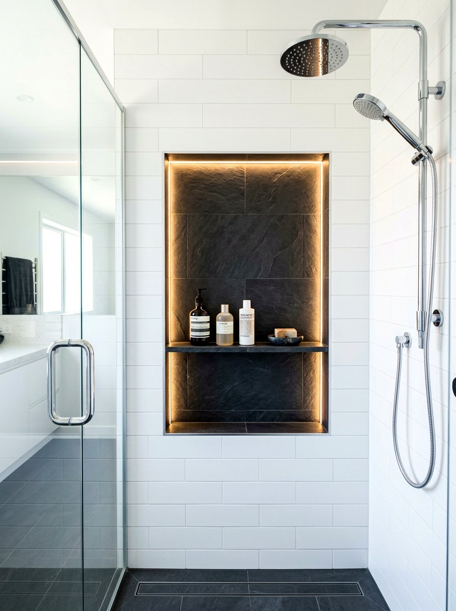 Recessed Shower Wall Niche - 30 spa shower ideas