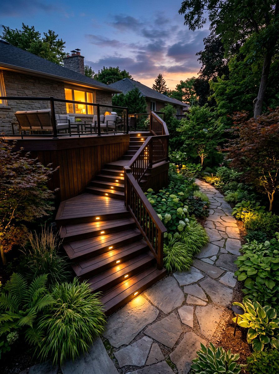 Recessed Step Lighting - 30 two level deck ideas