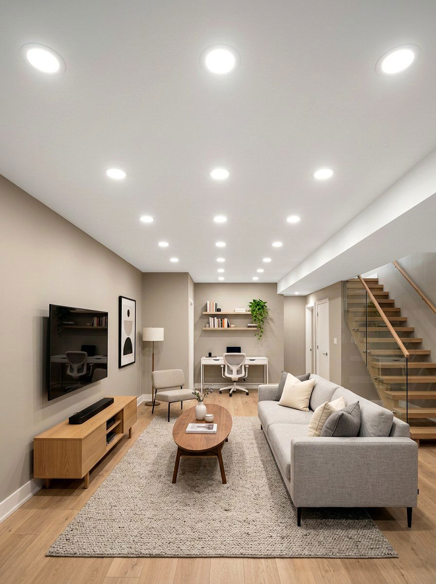 Recessed Wafer Lights - 30 low ceiling basement ideas