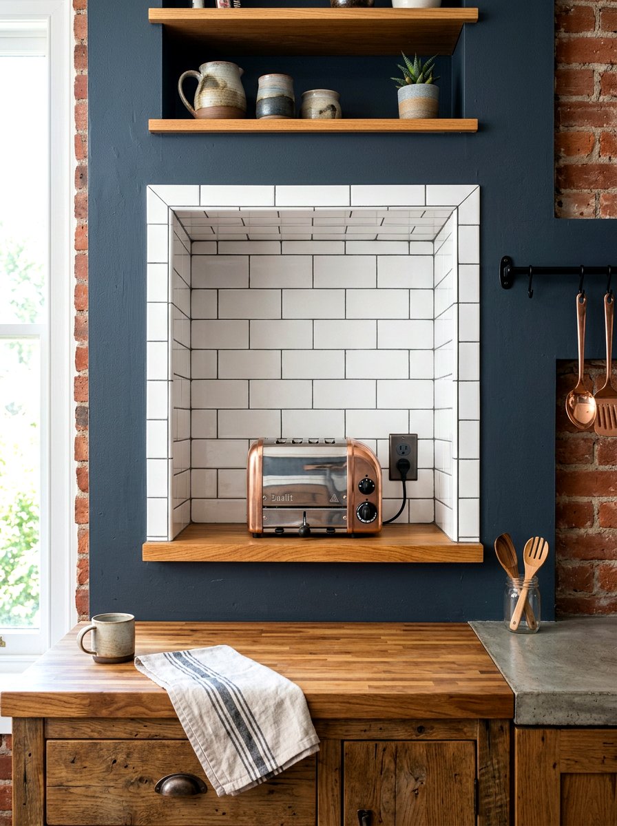 Recessed Wall Appliance Cubby - 30 hidden toaster garage ideas
