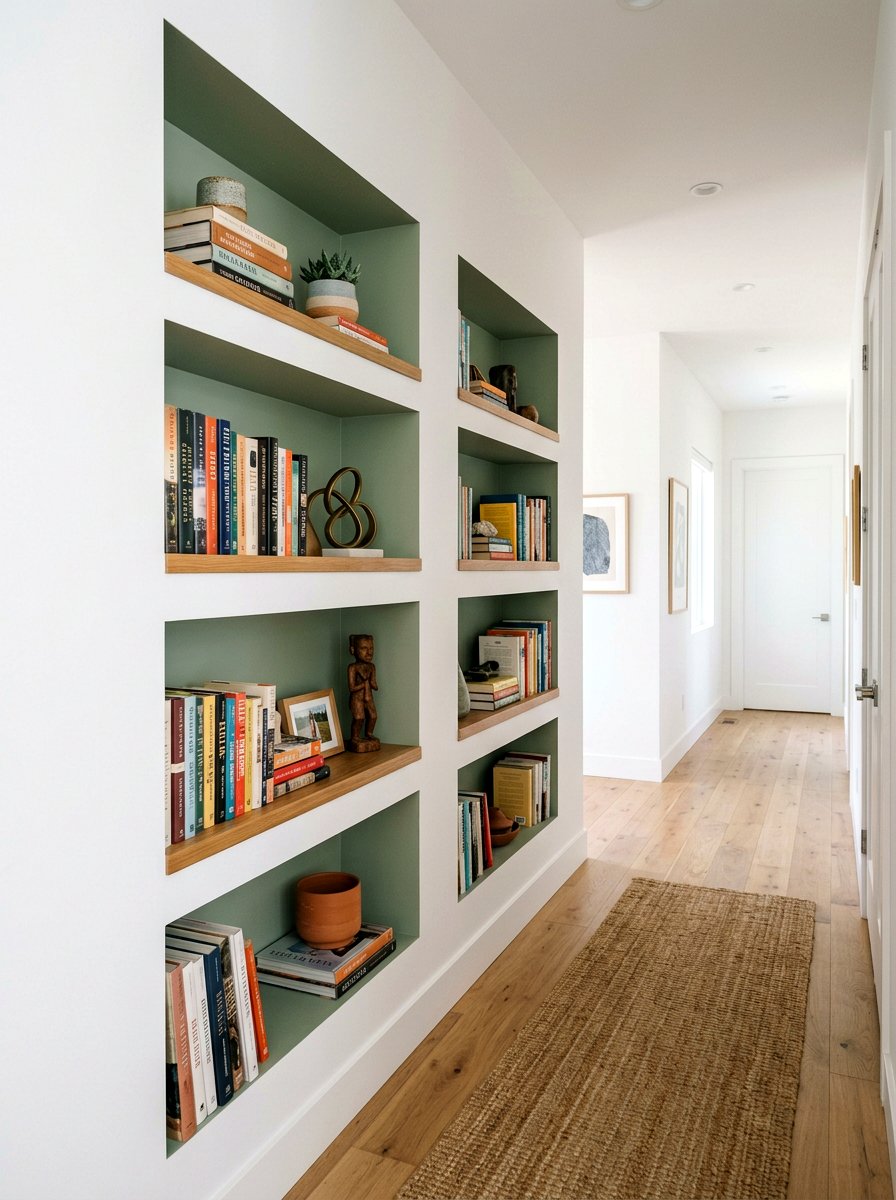 Recessed Wall Bookshelf - 30 hallway bookshelf ideas