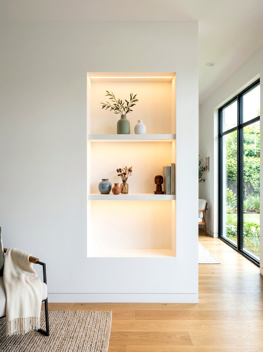 Recessed Wall Niche - 30 narrow entryway storage ideas