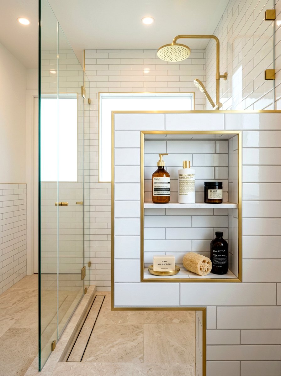 Recessed Wall Niche - 30 tiny house bathroom ideas