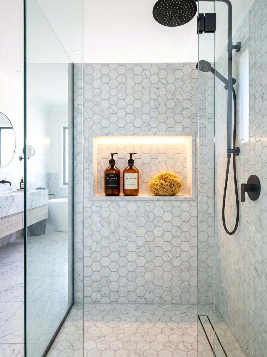 Recessed Wall Niche - 30 bathroom storage ideas