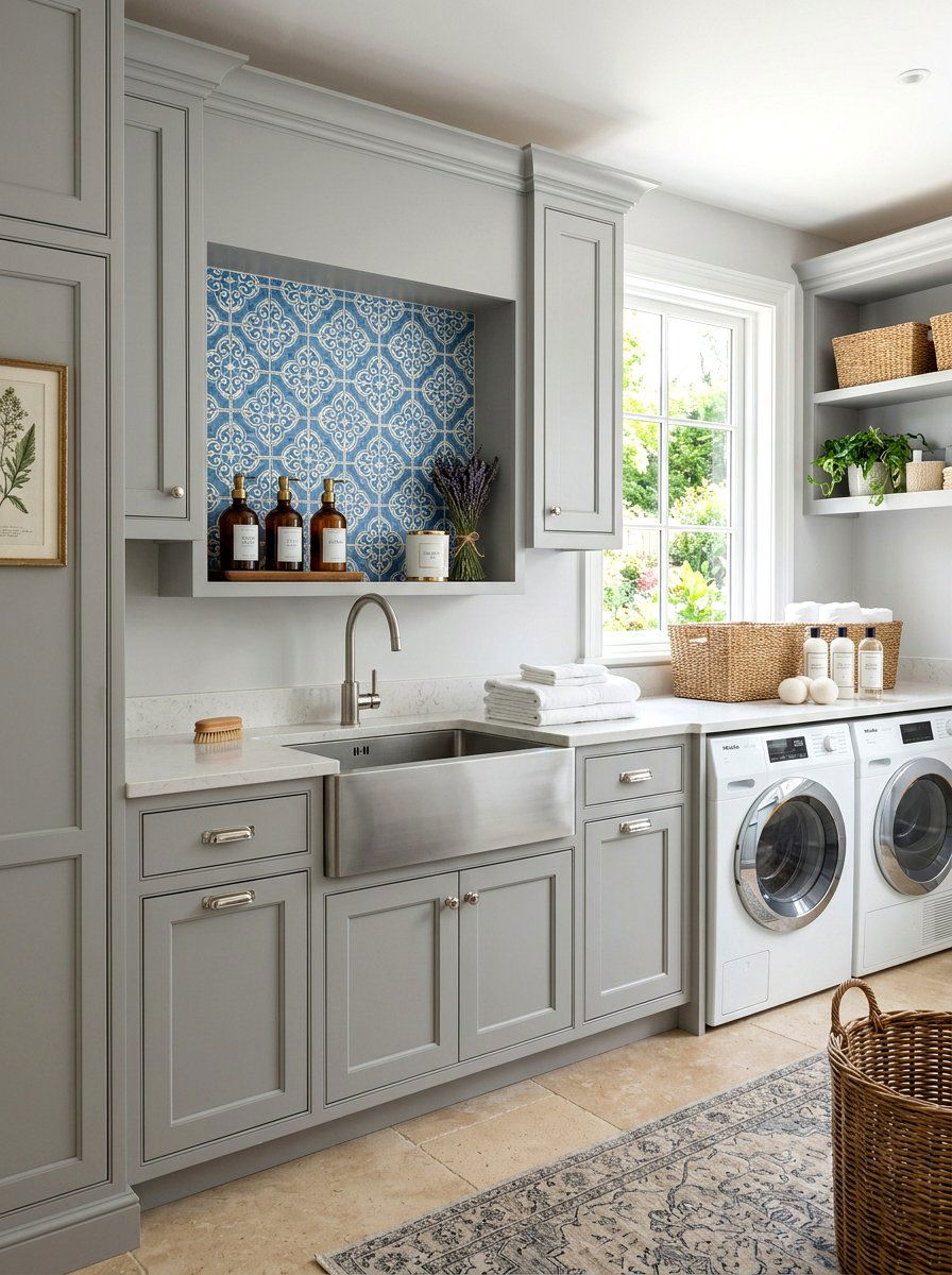 Recessed Wall Niche - 30 laundry room shelf ideas