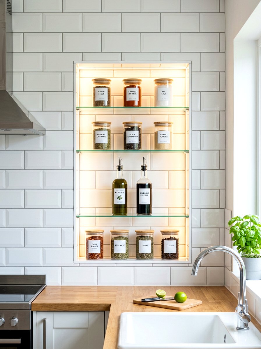 Recessed Wall Niche - 30 micro kitchen storage ideas