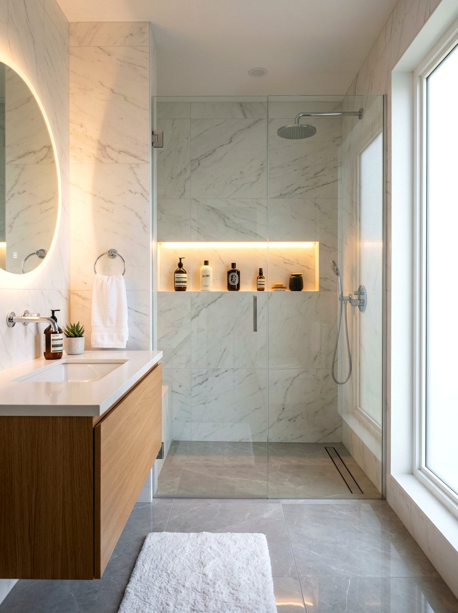 Recessed Wall Niche Design - 30 spa hotel bath ideas