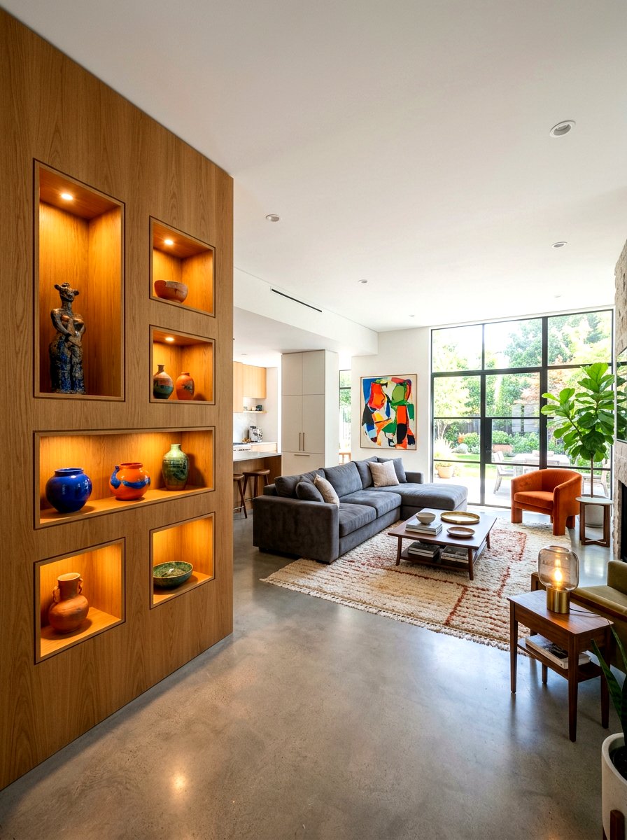 Recessed Wall Niches - 30 living room shelf decor ideas