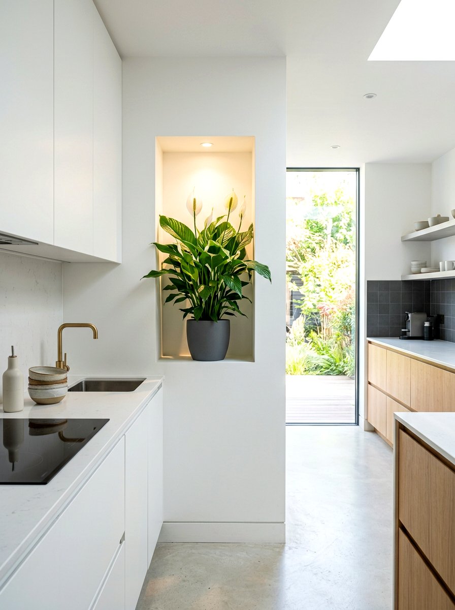 Recessed Wall Plant Niche - 30 kitchen plant shelf ideas