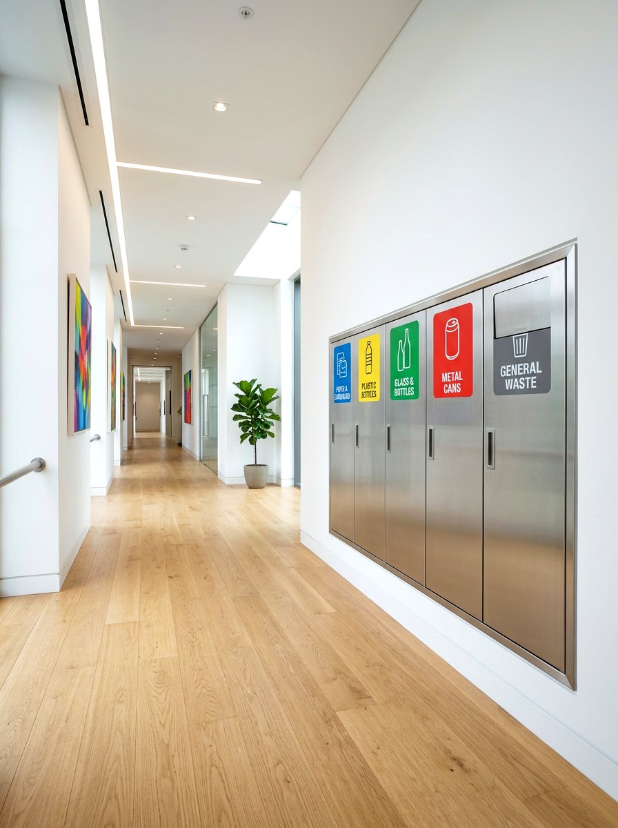 Recessed Wall Recycling Station - 30 hidden recycling bin ideas