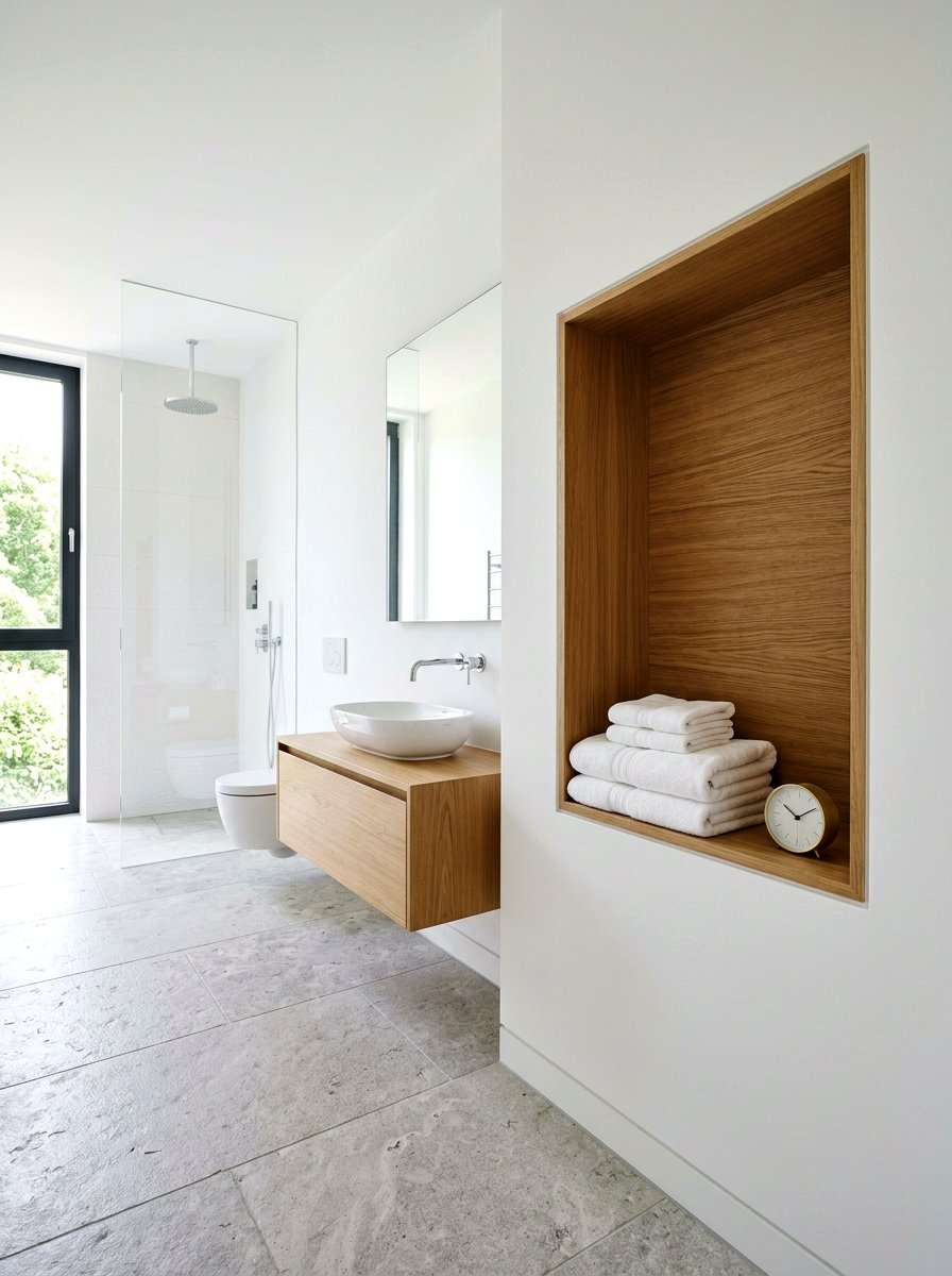 Recessed Wall Shelf - 30 bathroom organization ideas