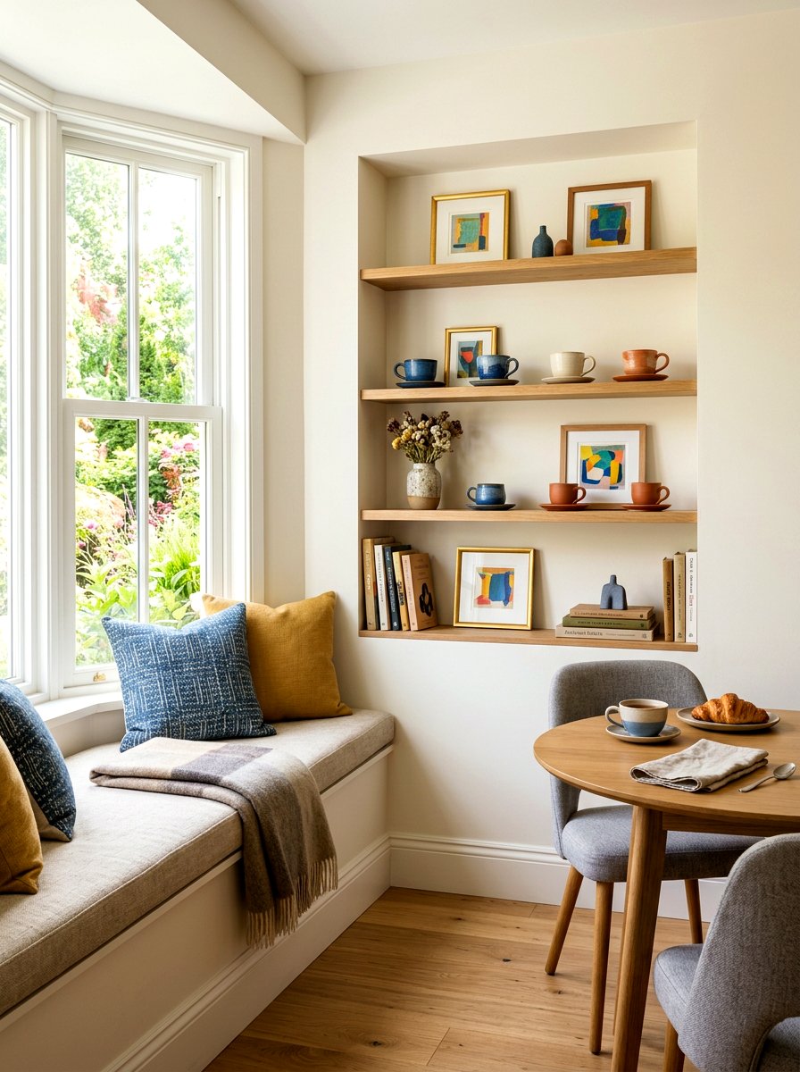 Recessed Wall Shelving Breakfast Corner - 30 breakfast corner shelves ideas