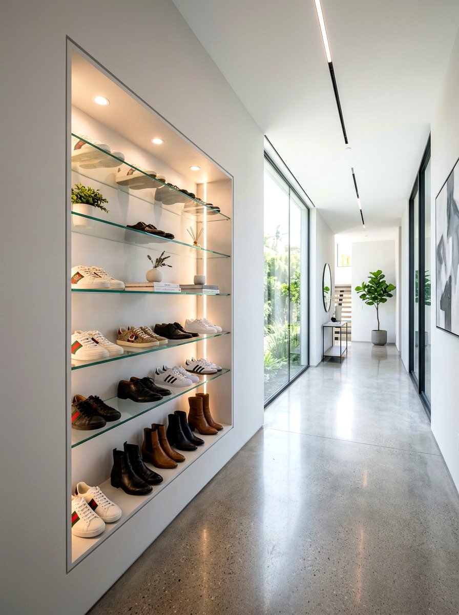 Recessed Wall Shoe Niche - 30 apartment shoe wall ideas