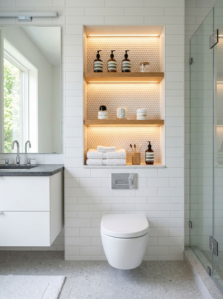 Recessed Wall Storage Niche - 30 over toilet cabinet ideas
