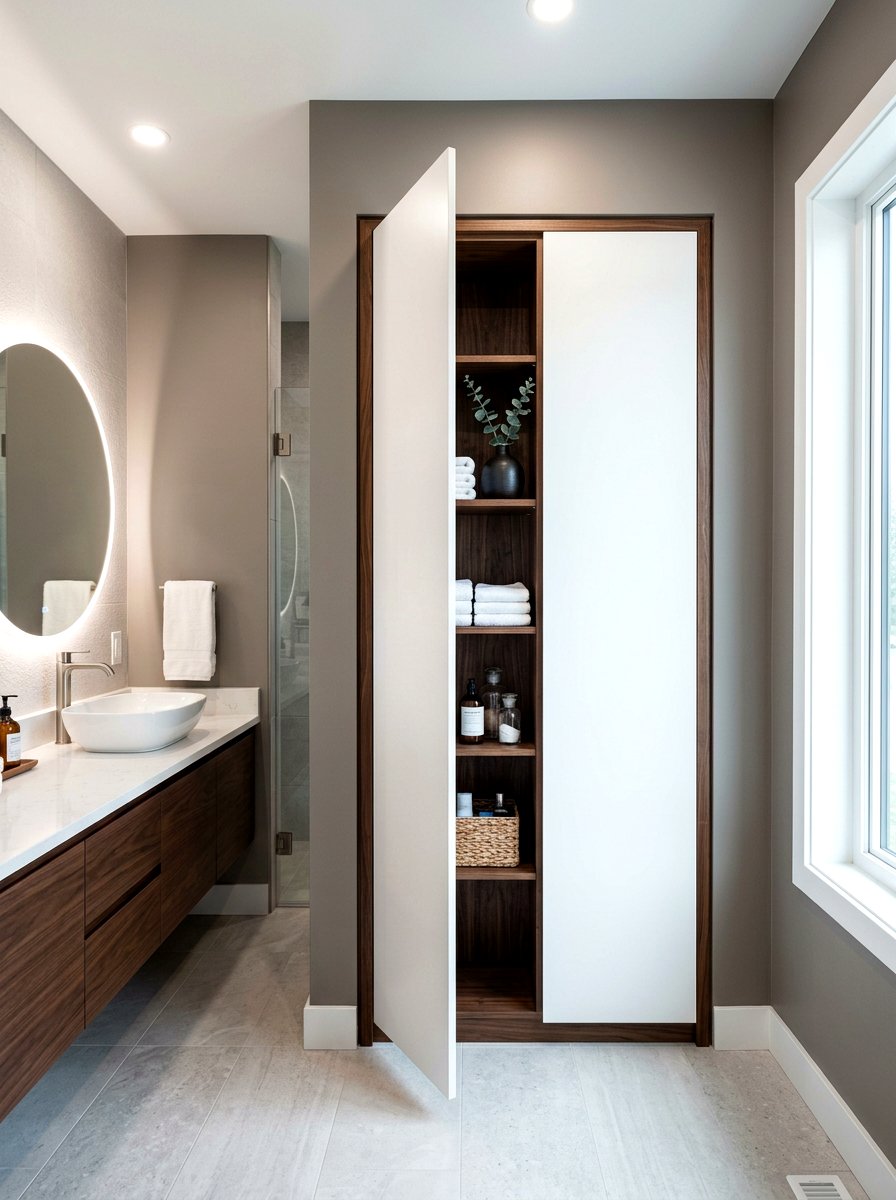 Recessed Wall Vanity Tower - 30 vanity tower storage ideas