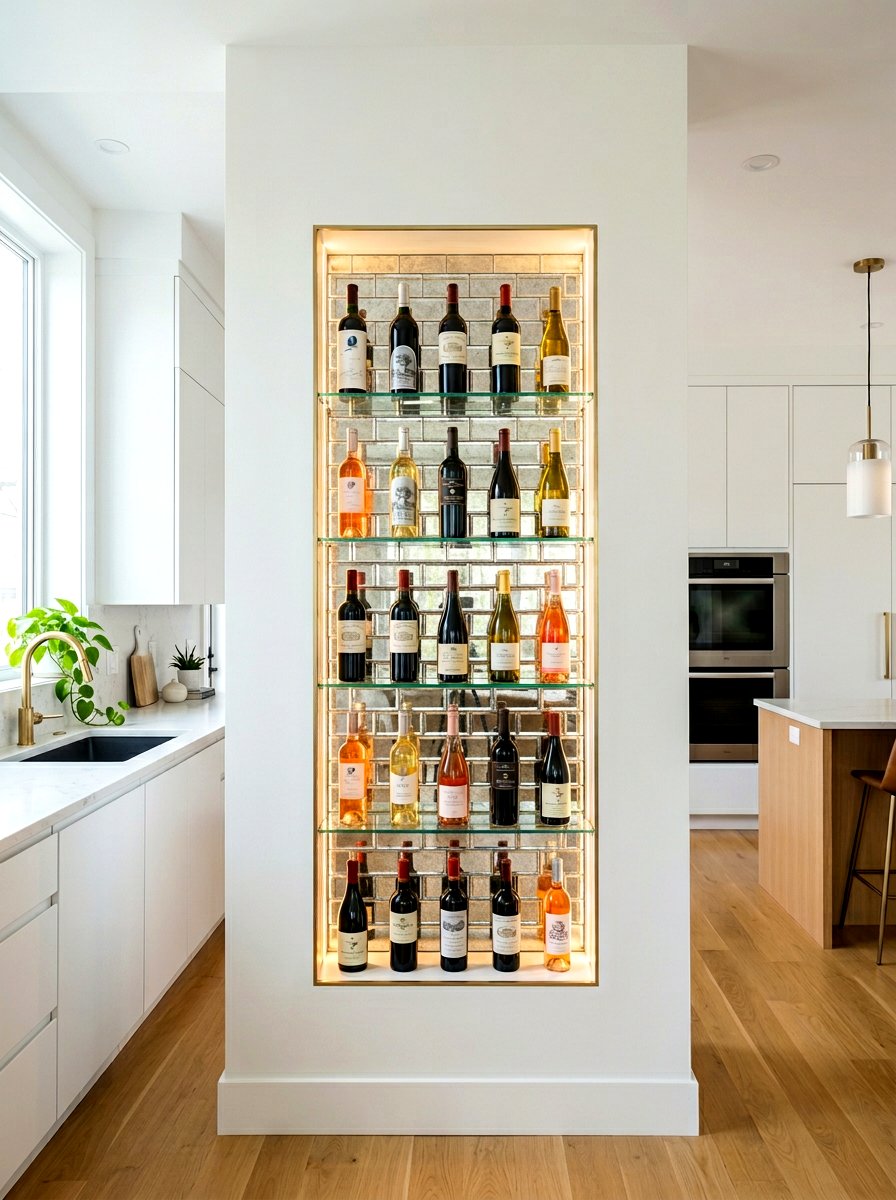 Recessed Wall Wine Niche - 30 wine storage kitchen ideas