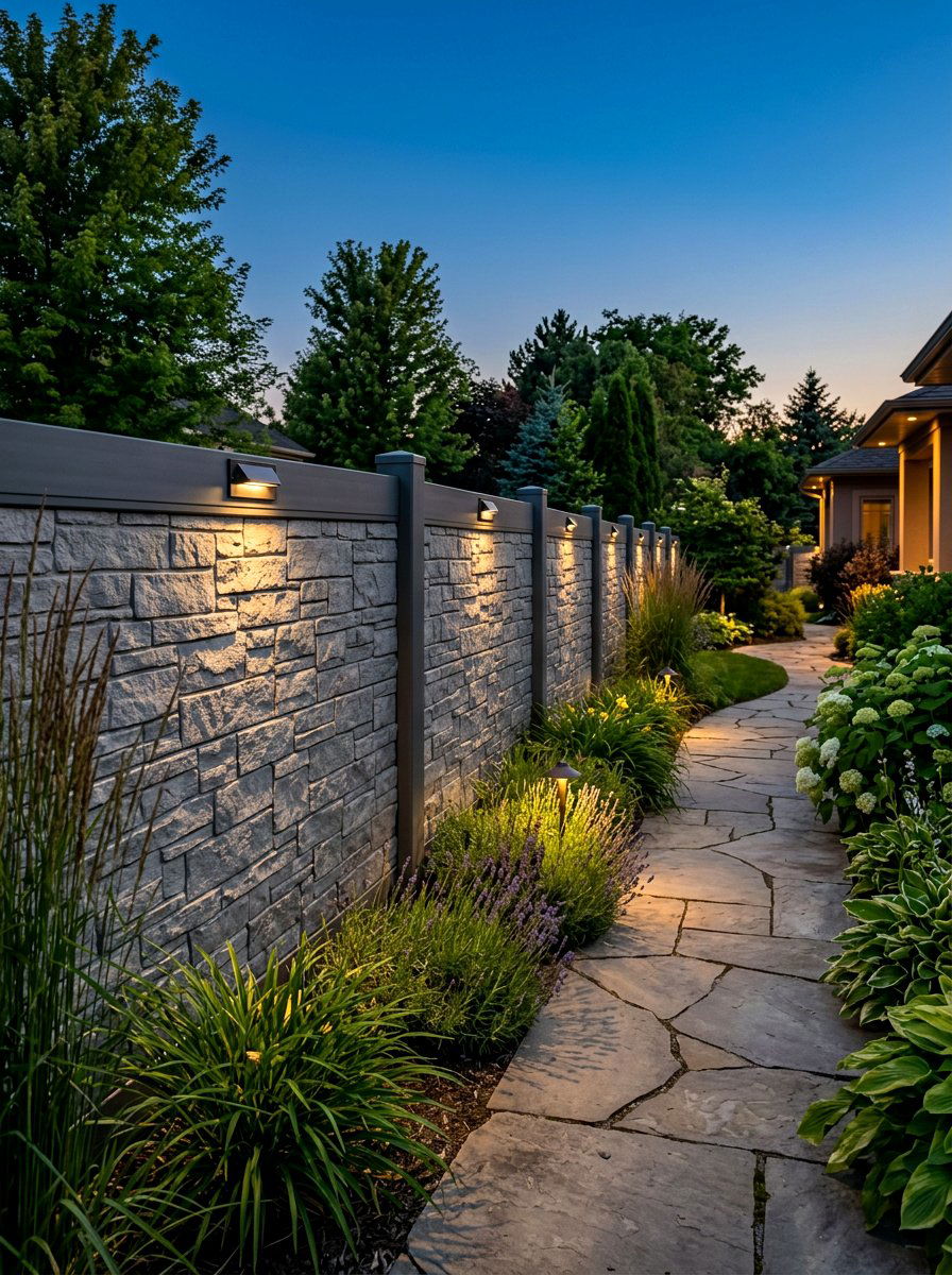 Recessed fence downlighting - 30 fence lighting ideas