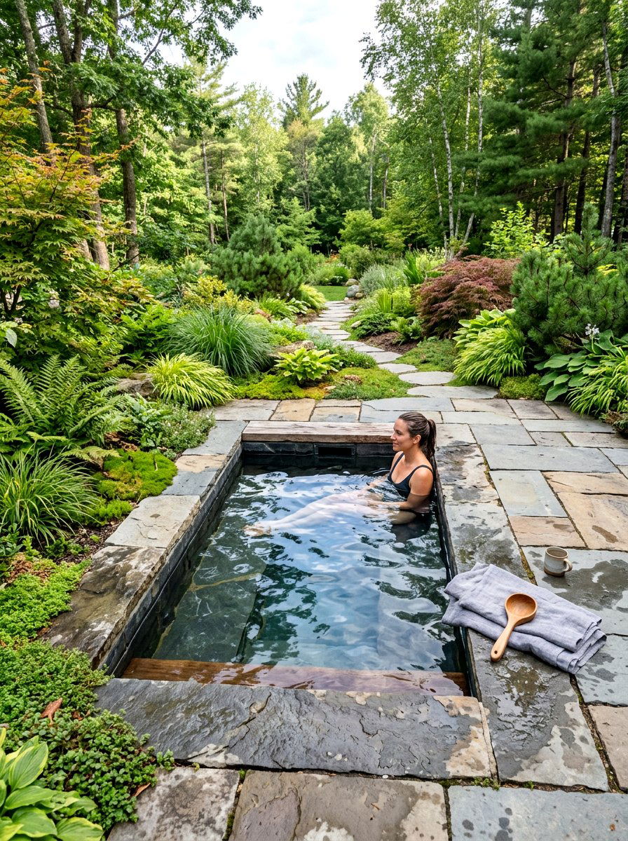 Recessed ground cold tub - 30 cold plunge bath ideas