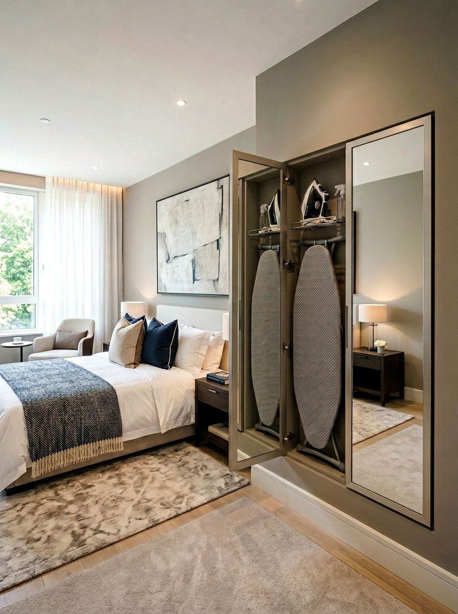 Recessed ironing board wall unit - 30 ironing board storage ideas