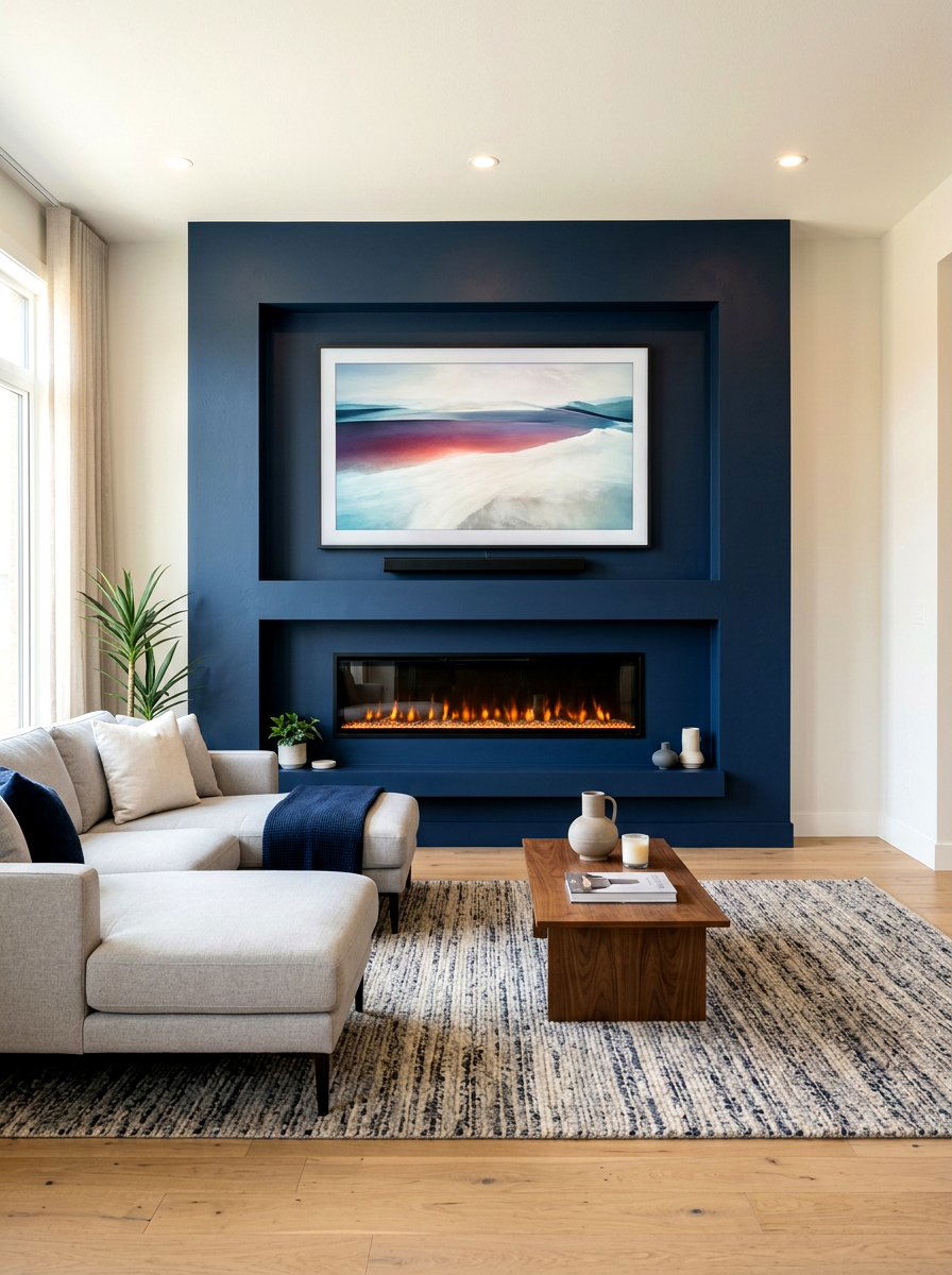 Recessed media wall niche - 30 media wall ideas