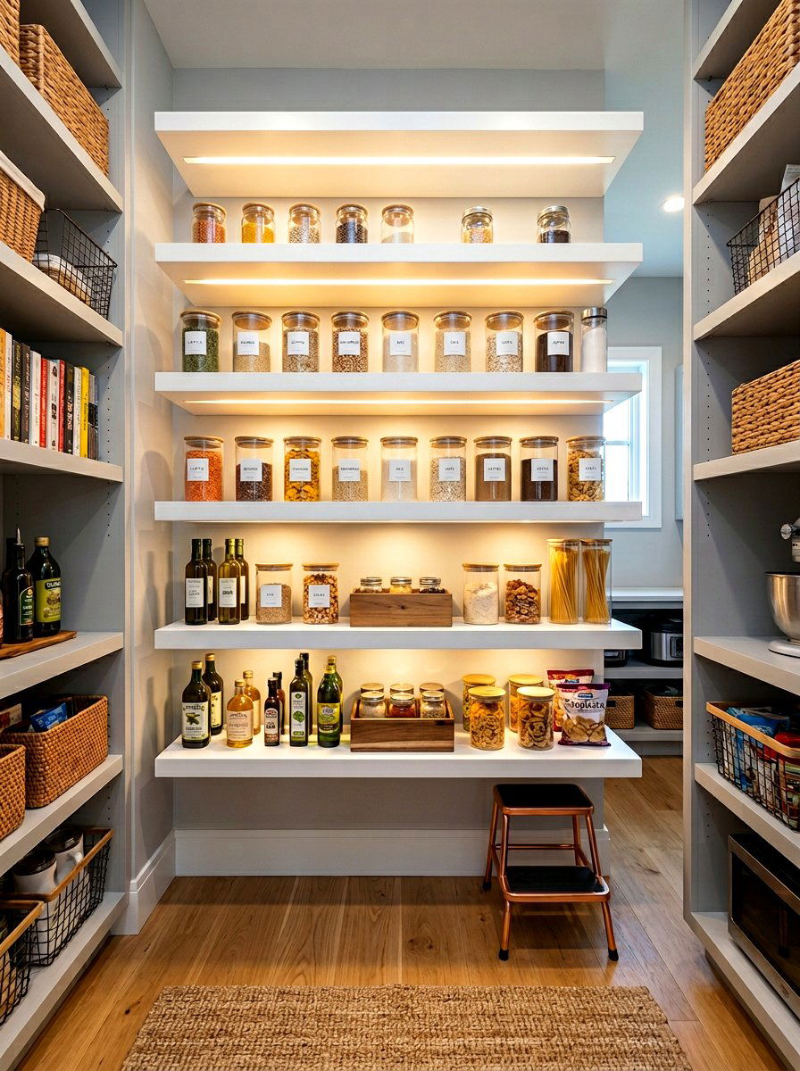 Recessed pantry lighting - 30 reach in pantry ideas