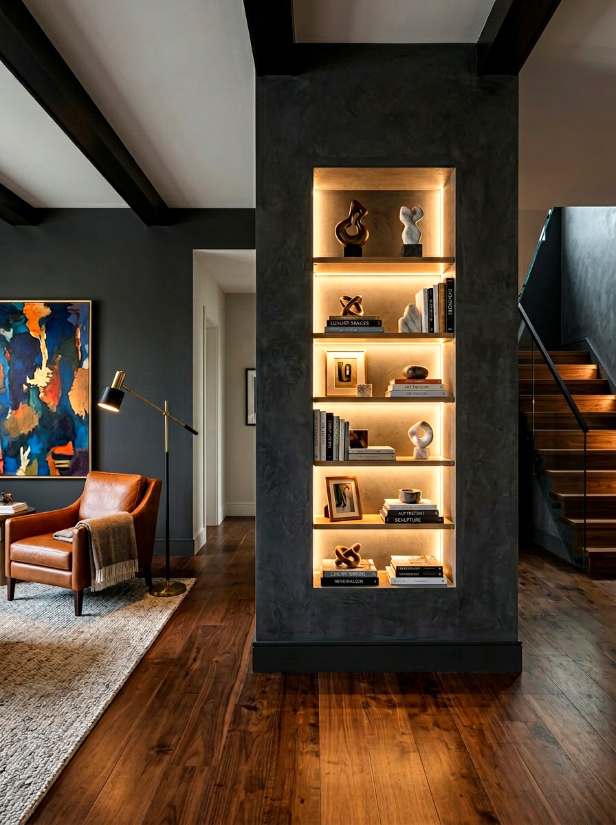 Recessed wall niche - 30 basement storage wall ideas