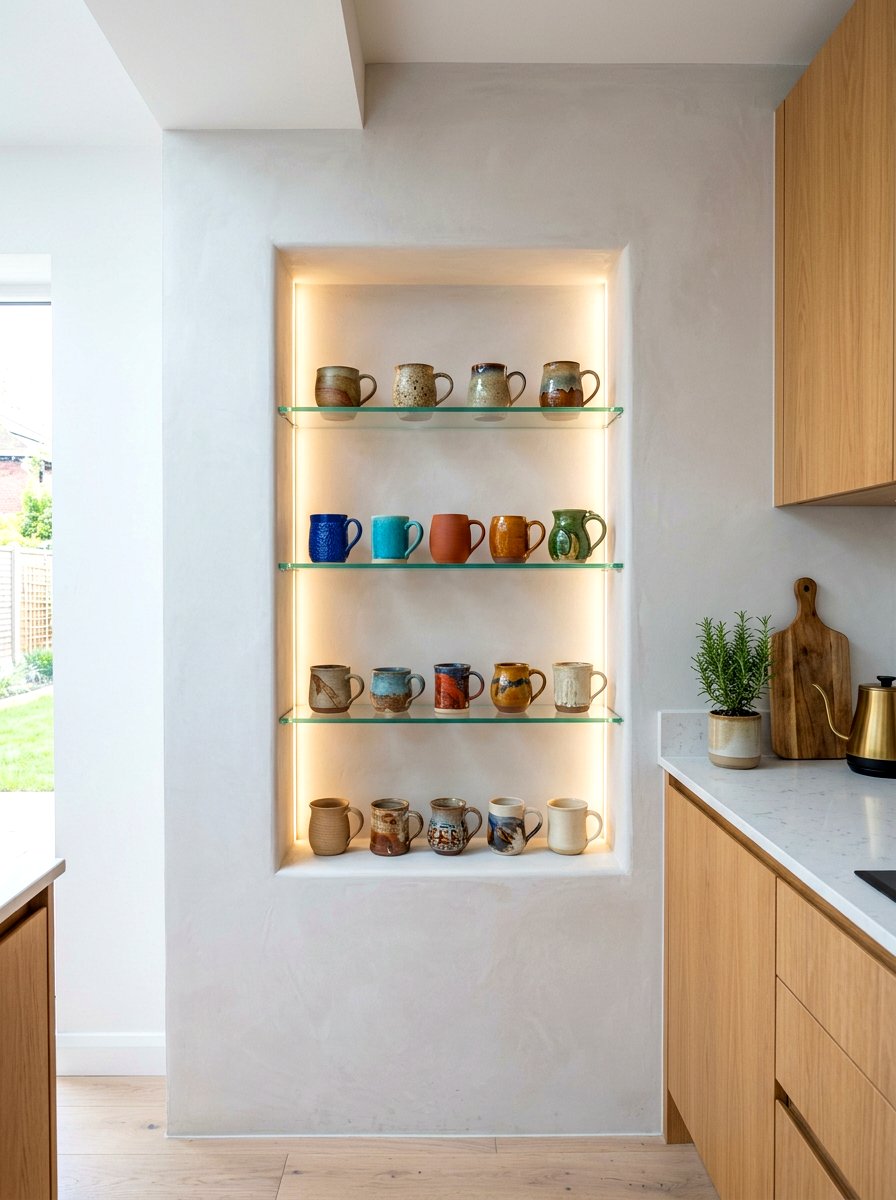 Recessed wall niche - 30 mug display ideas