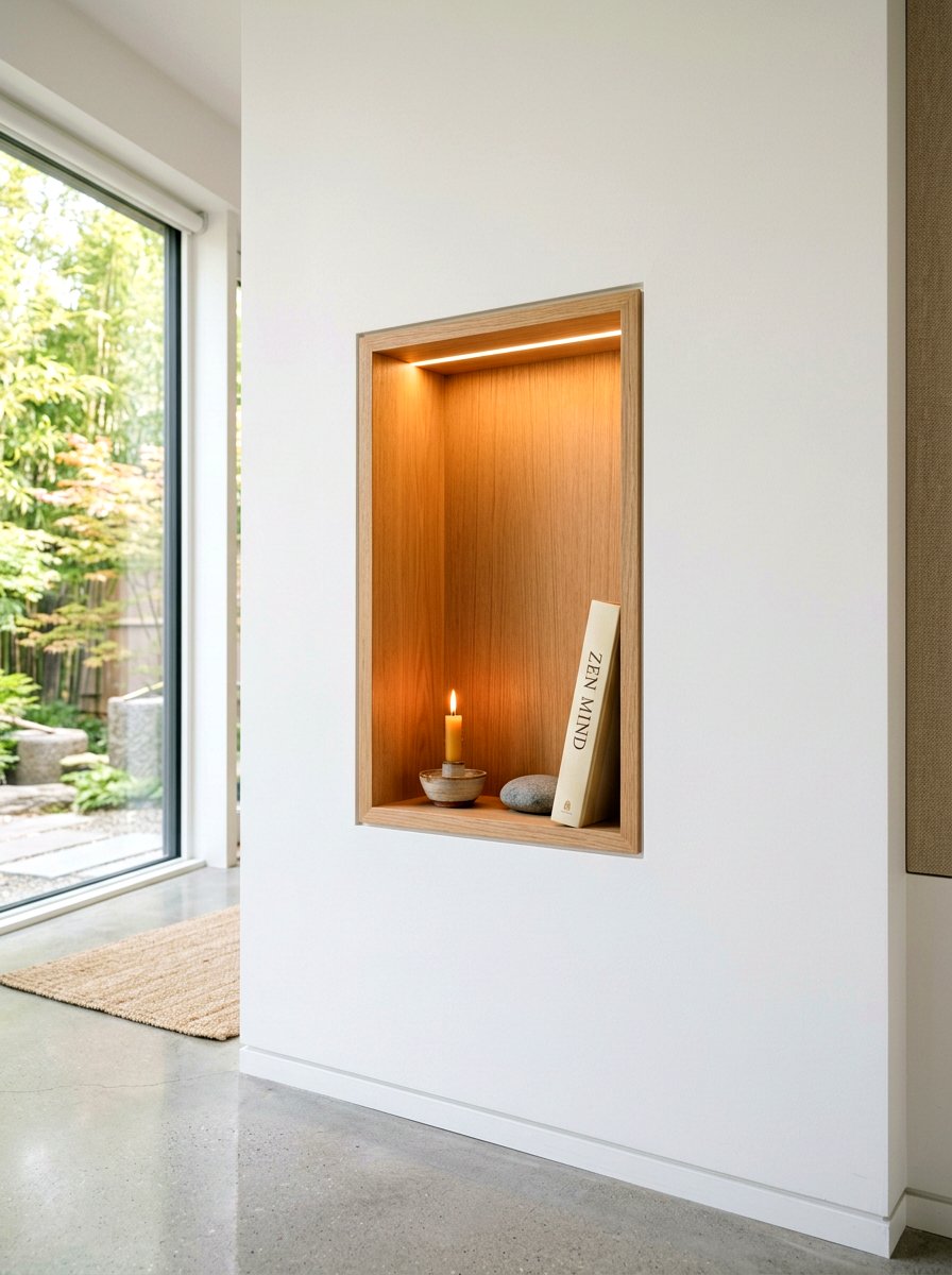 Recessed wall niche - 30 minimalist bedroom storage ideas