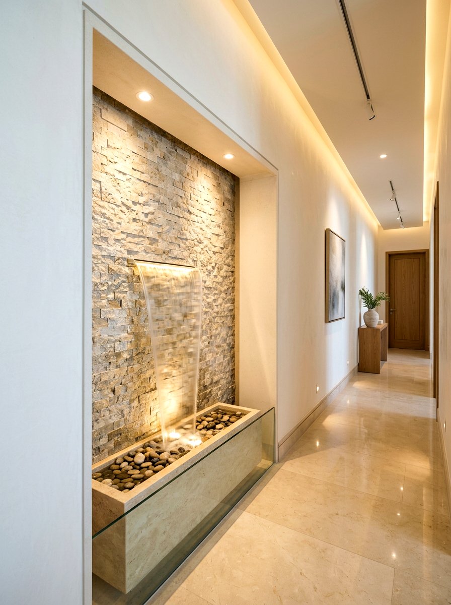 Recessed wall niche fountain - 30 indoor fountain decor ideas