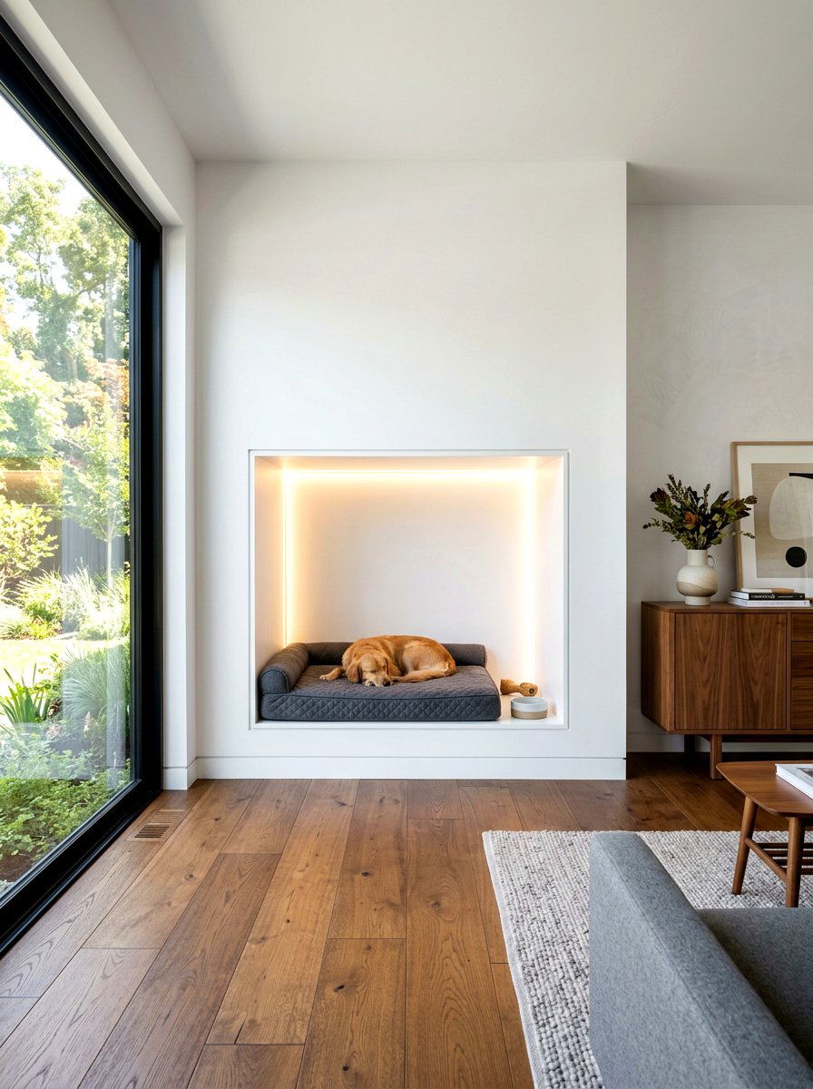 Recessed wall pet niche - 30 pet nook apartment ideas
