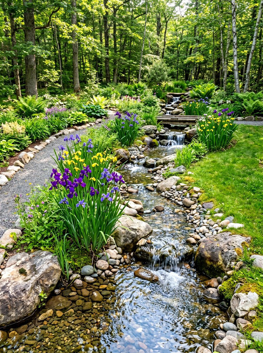 Recirculating Garden Stream - 30 backyard water feature ideas