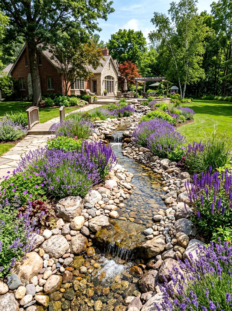 Recirculating garden stream - 30 pondless waterfall ideas