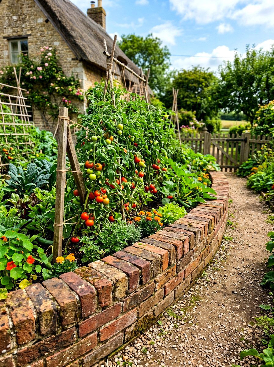 Reclaimed Brick Edging - 30 brick garden edging ideas