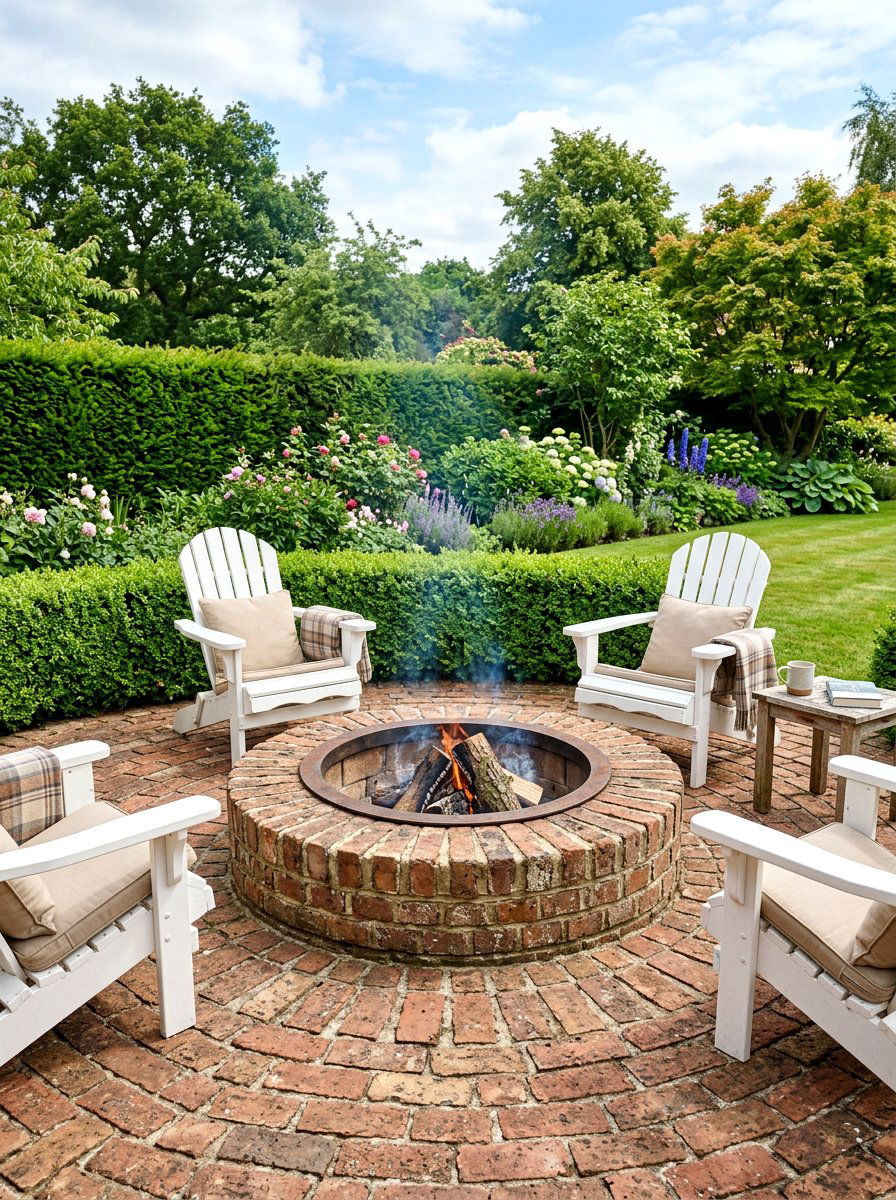Reclaimed Brick Fire Pit - 30 rustic fire pit ideas