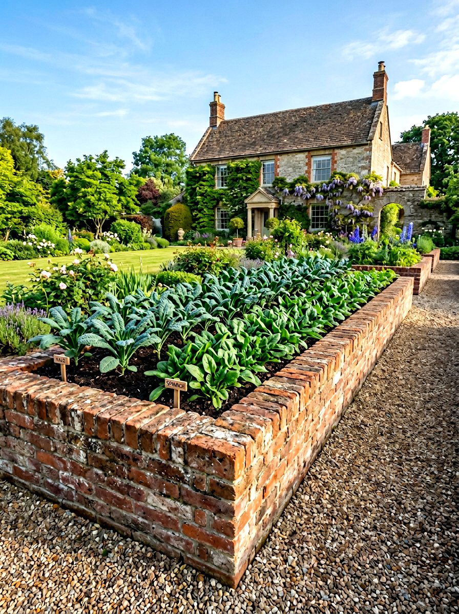Reclaimed Brick Raised Bed - 30 budget raised bed ideas