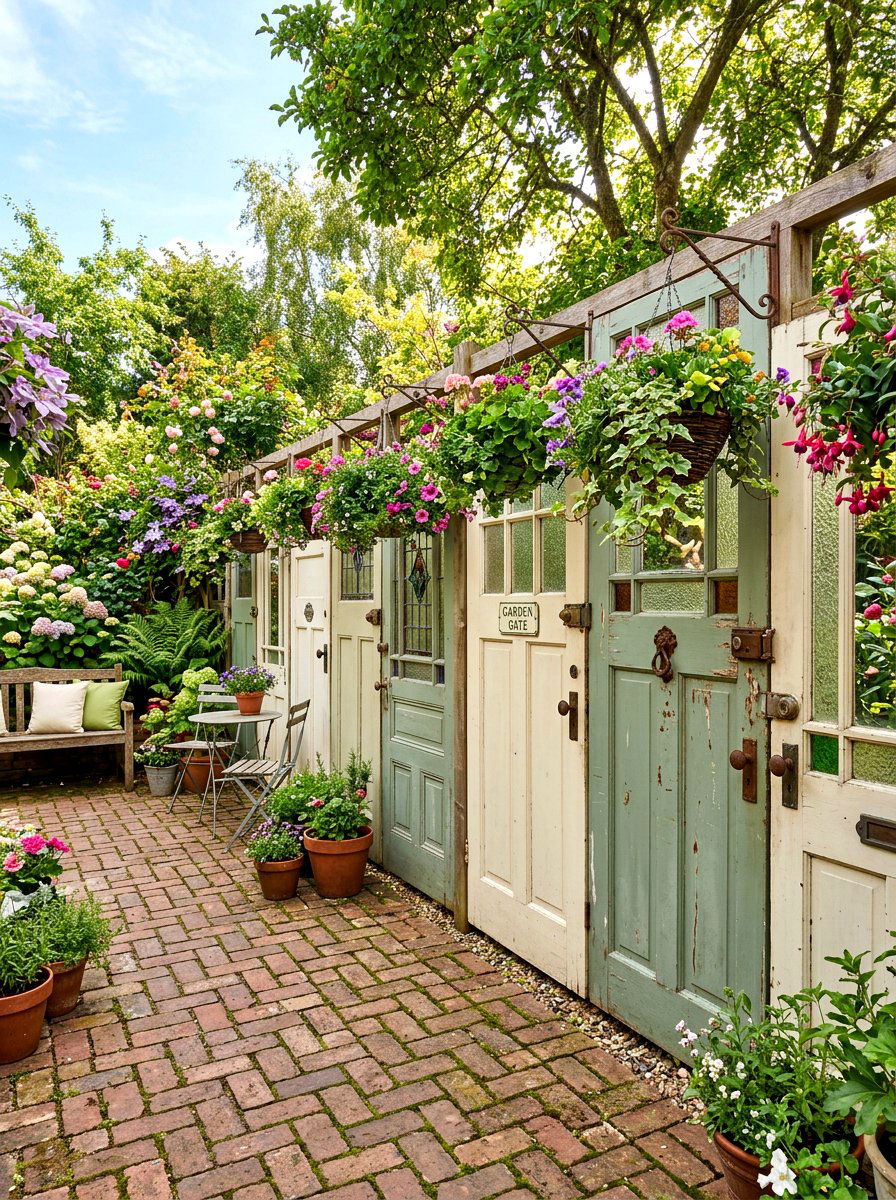 Reclaimed Door Fence - 30 cheap fence ideas