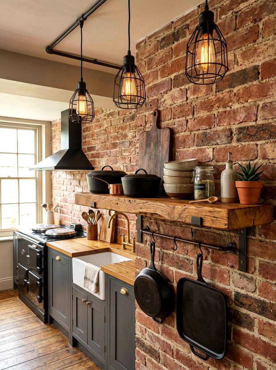 Reclaimed Oak Floating Shelf - 30 heritage kitchen shelf ideas