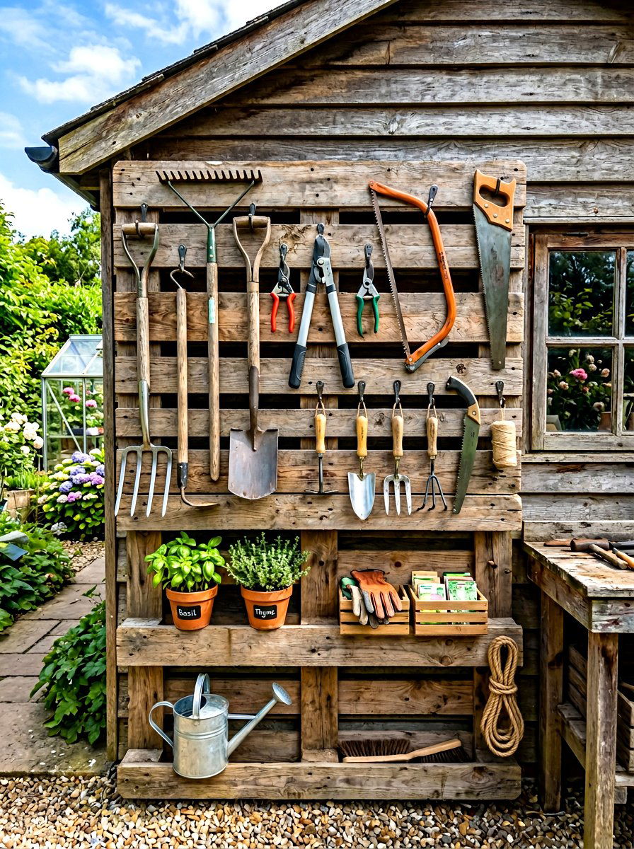 Reclaimed Pallet Tool Wall - 30 tool wall ideas