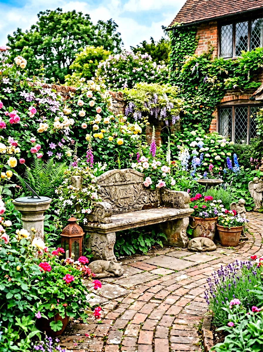 Reclaimed Stone Bench - 30 stone bench garden ideas