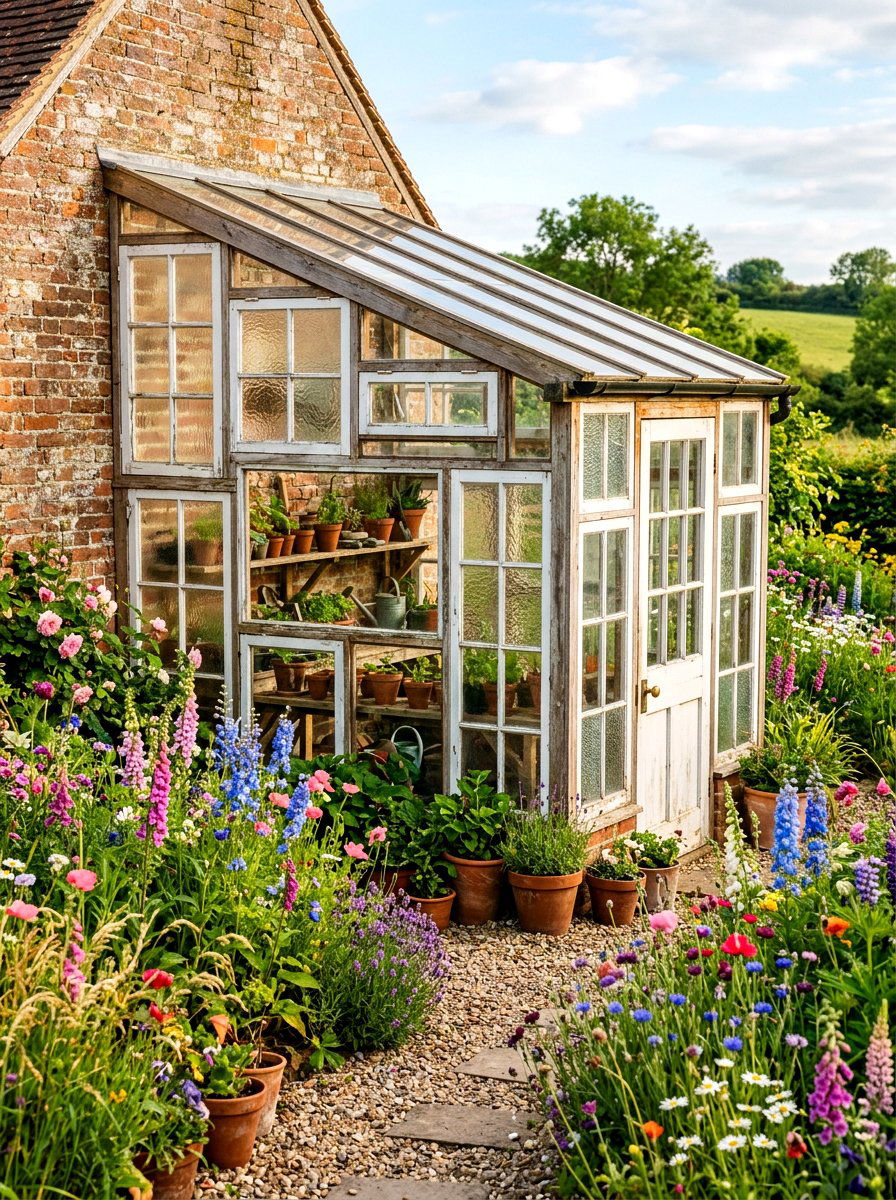 Reclaimed Window Lean To Greenhouse - 30 lean to greenhouse ideas