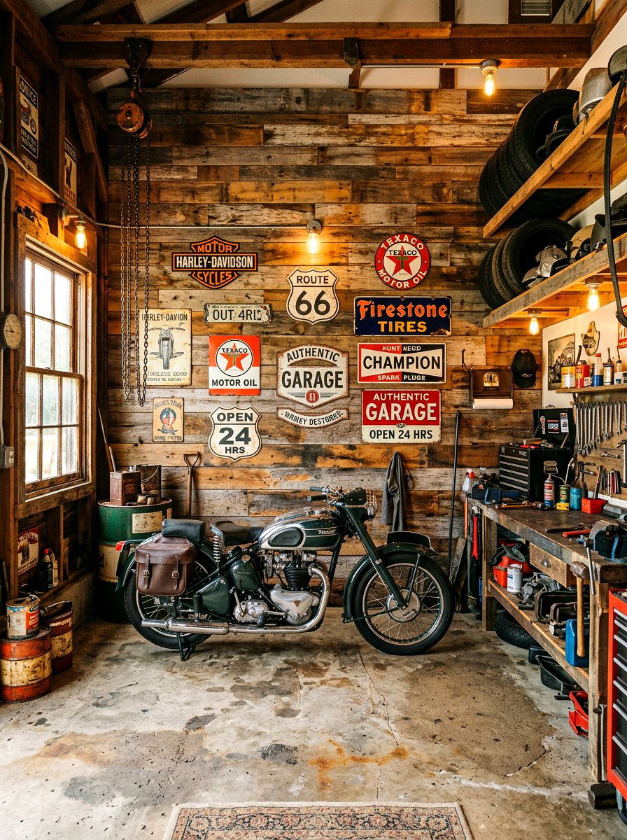 Reclaimed Wood Accent Wall - 30 garage wall panel ideas